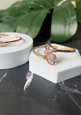 Stylish Rose Gold Plated Cubic Zirconia American Diamond Adjustable Bracelet