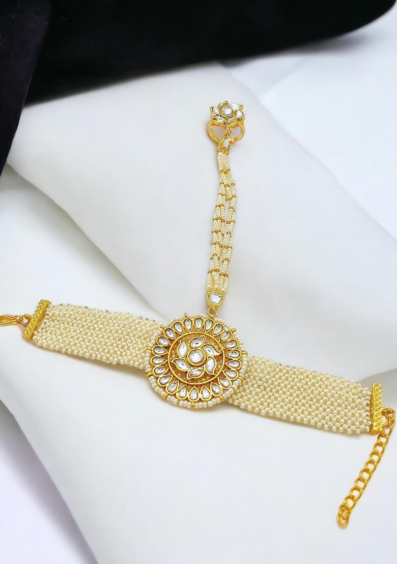 Rajasthani Kundan Bead Haath Phool Bracelet