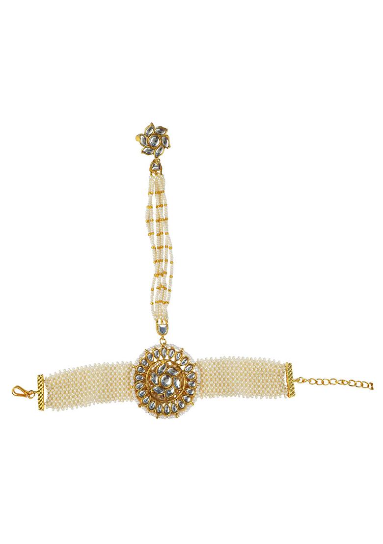 Rajasthani Kundan Bead Haath Phool Bracelet