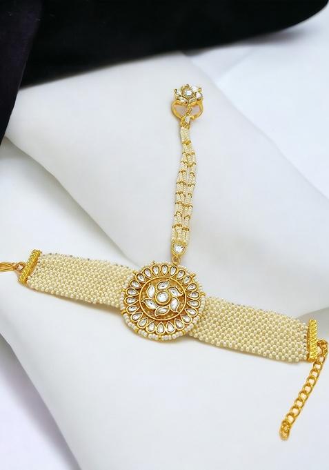 Rajasthani Kundan Bead Haath Phool Bracelet