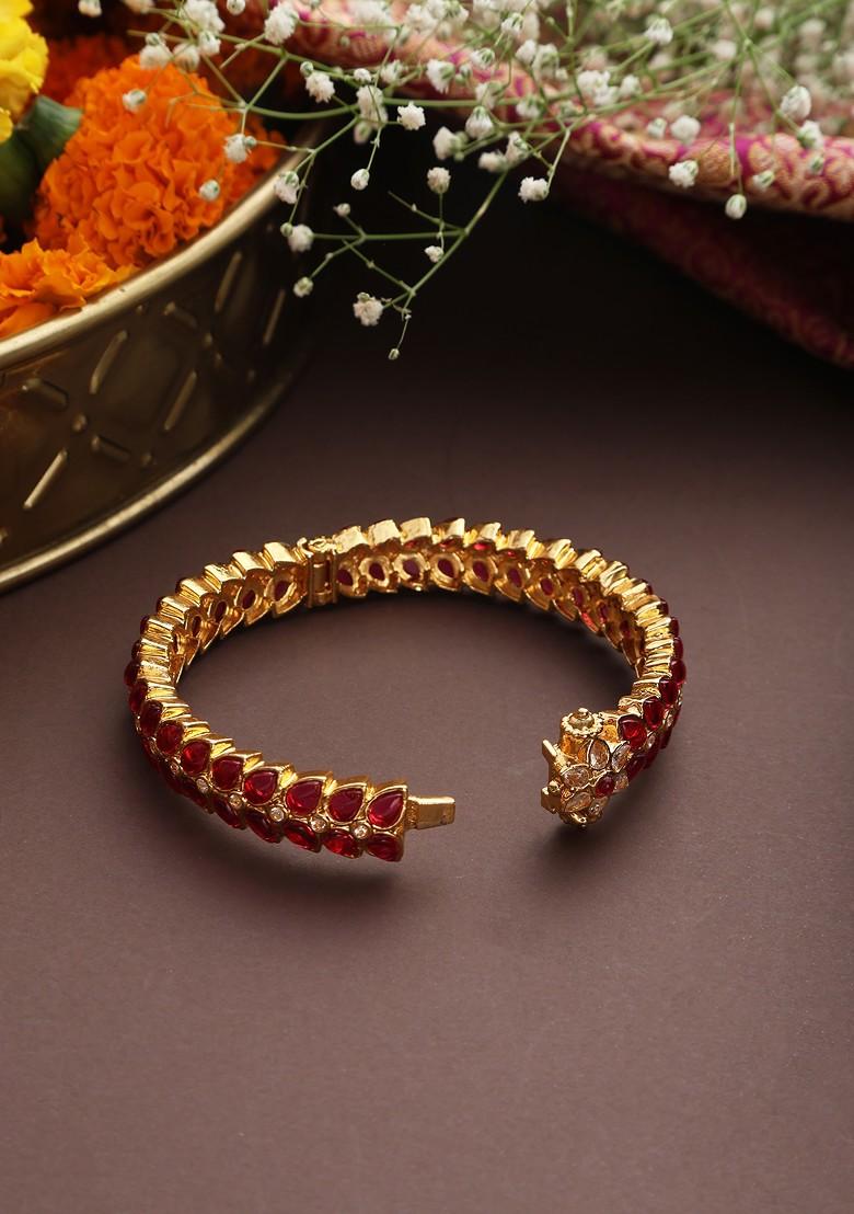 Multicolour Gold Toned Kundan Kada