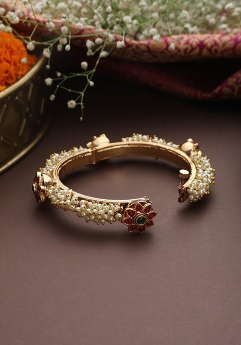 Multicolour Gold Toned Jadau Bangle