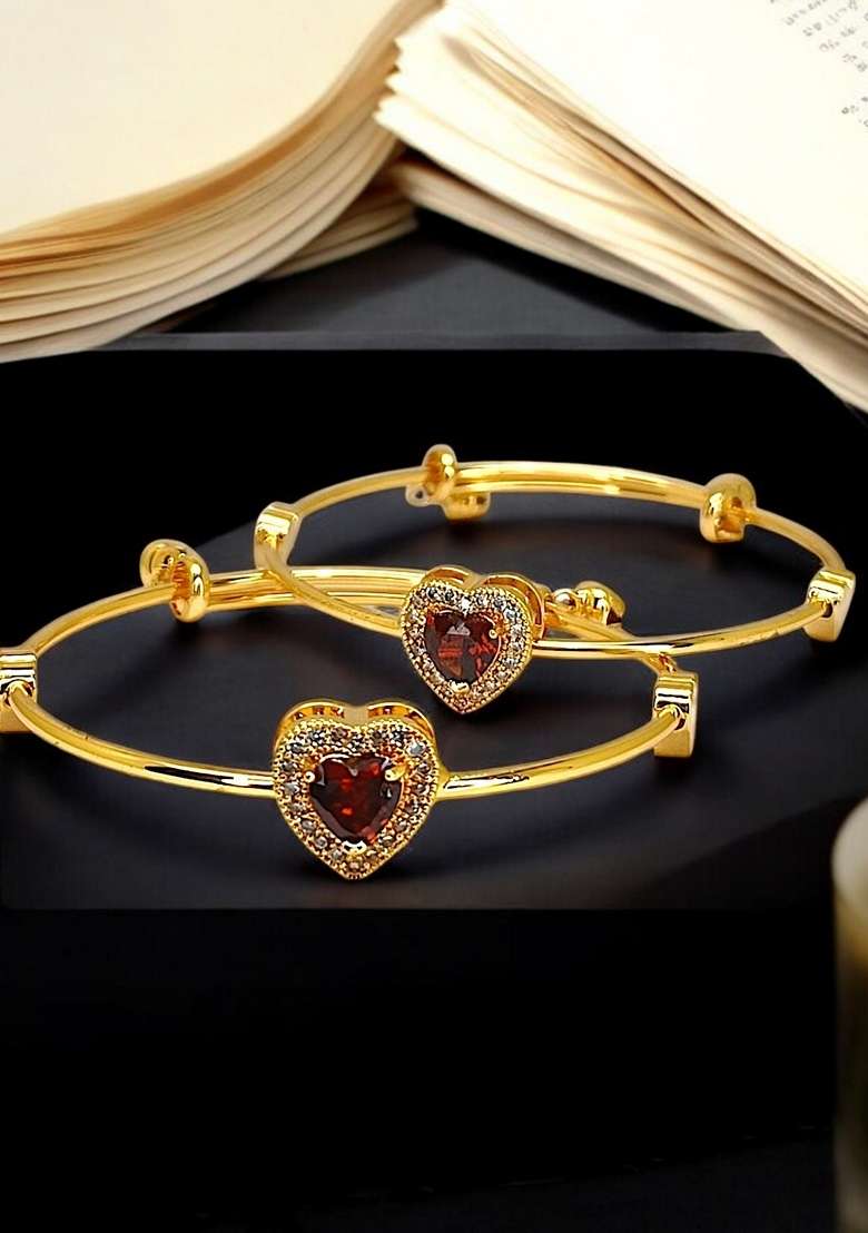 Gold Heart Design Set Of 2 Bracelet - Indya