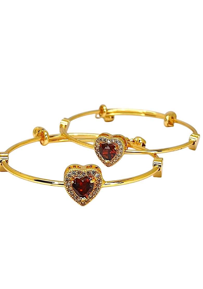Gold Heart Design Set Of 2 Bracelet - Indya