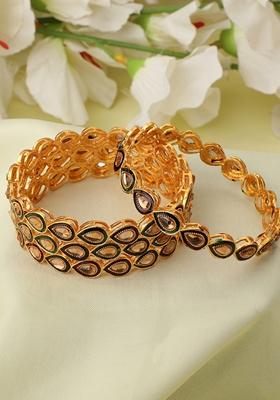 Green Cubic Zirconia Set Of 4 Bangles