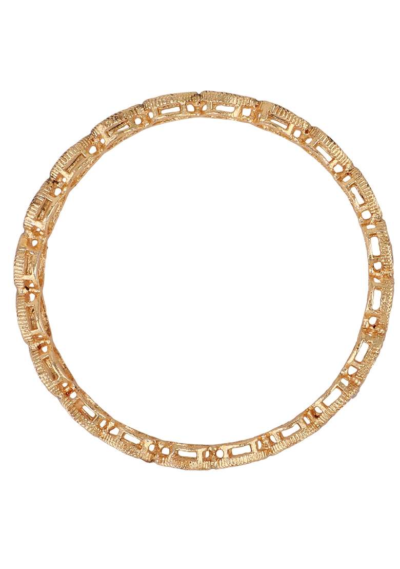 Gold Cubic Zirconia Set Of 4 Bangles - Indya
