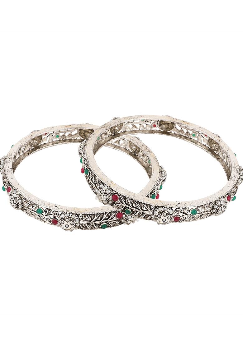 Silver Cubic Zirconia Kada Sets