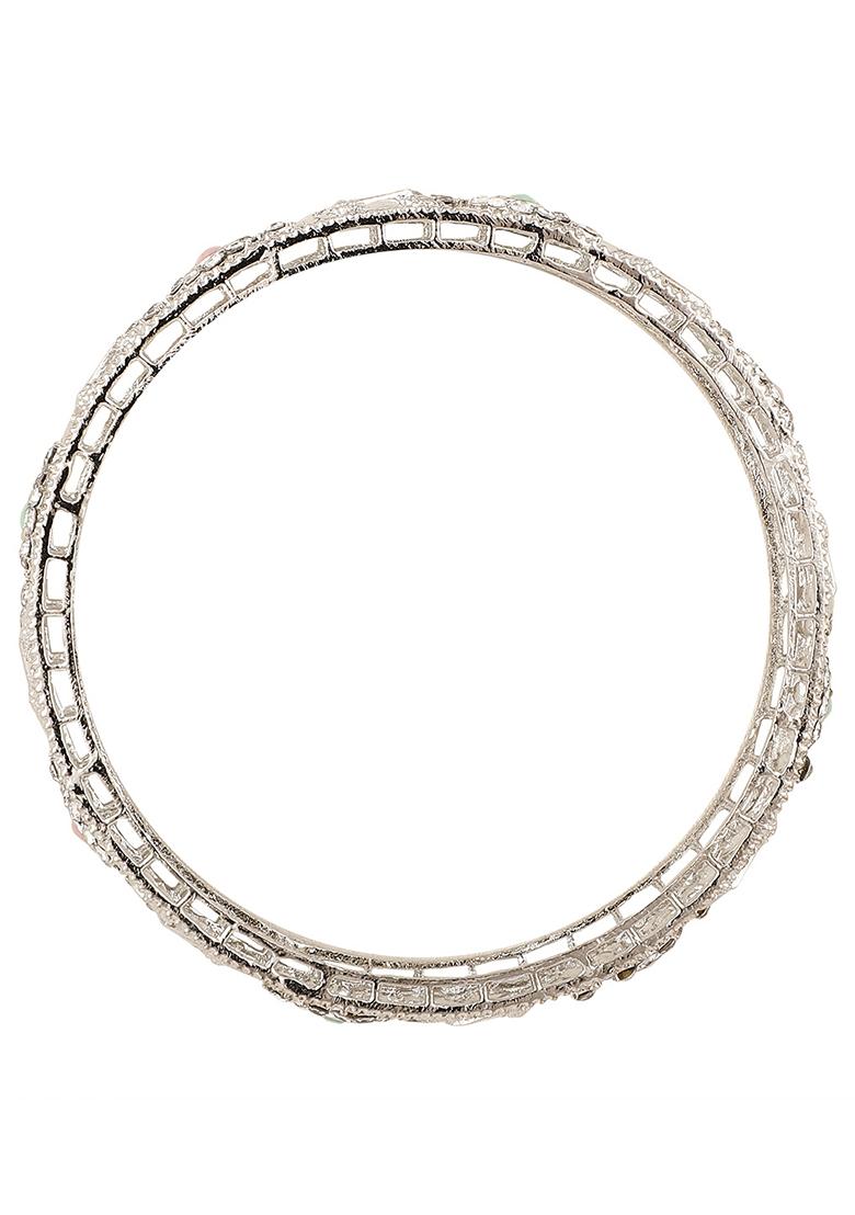 Silver Cubic Zirconia Bangles - Indya