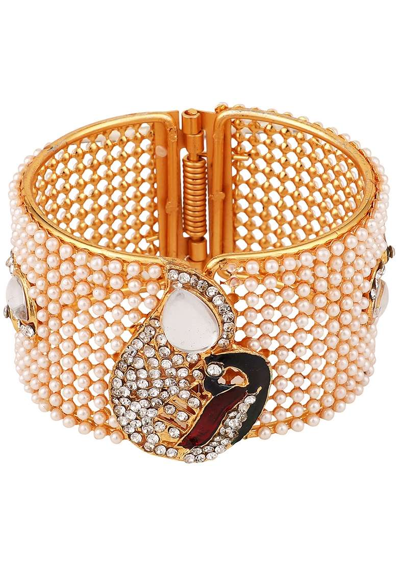 Rose Gold Pearl Kada Set - Indya