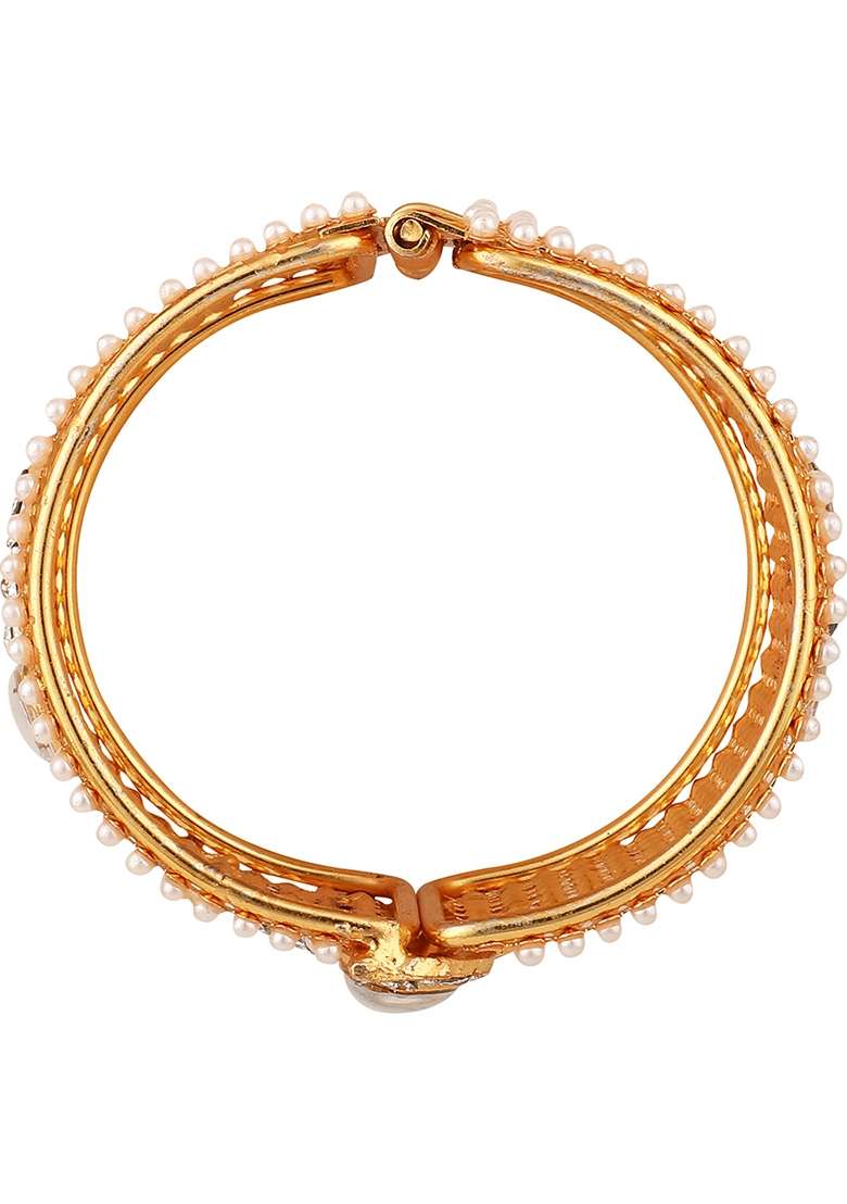 Rose Gold Pearl Kada Set - Indya