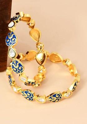 Gold Plated Kundan Studded Bangles
