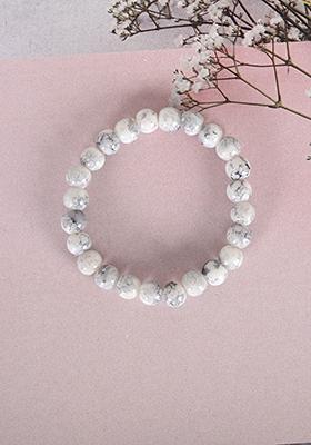 White Unisex Marbel Elasticated Bracelet