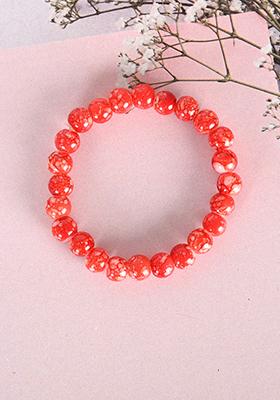 Red Marbel Crystal Elasticated Bracelet