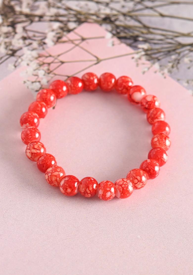 Red Marbel Crystal Elasticated Bracelet