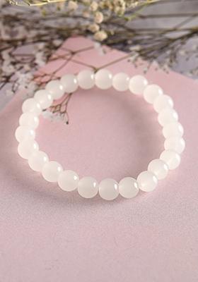 White Unisex Marbel Crystal Elasticated Bracelet
