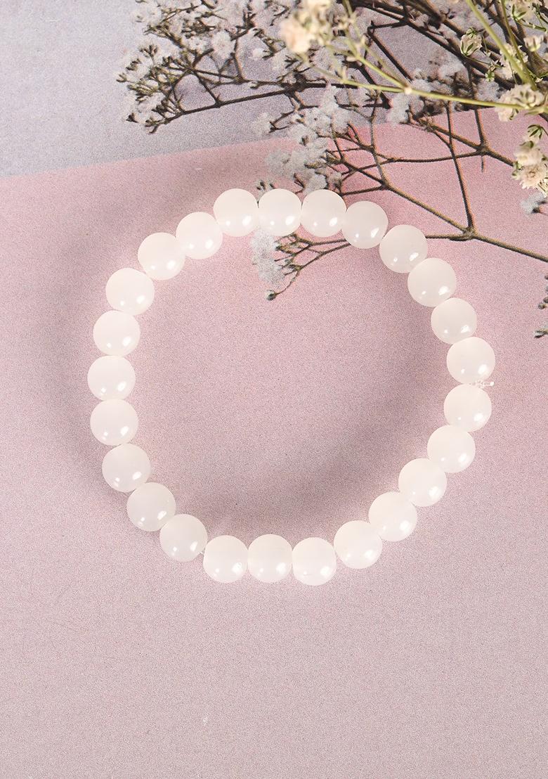 White Unisex Marbel Crystal Elasticated Bracelet