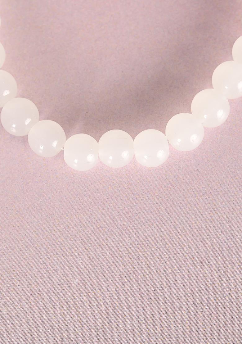 White Unisex Marbel Crystal Elasticated Bracelet