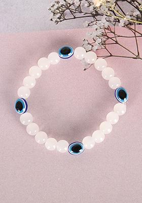 White Unisex Marbel Crystal Elasticated Bracelet