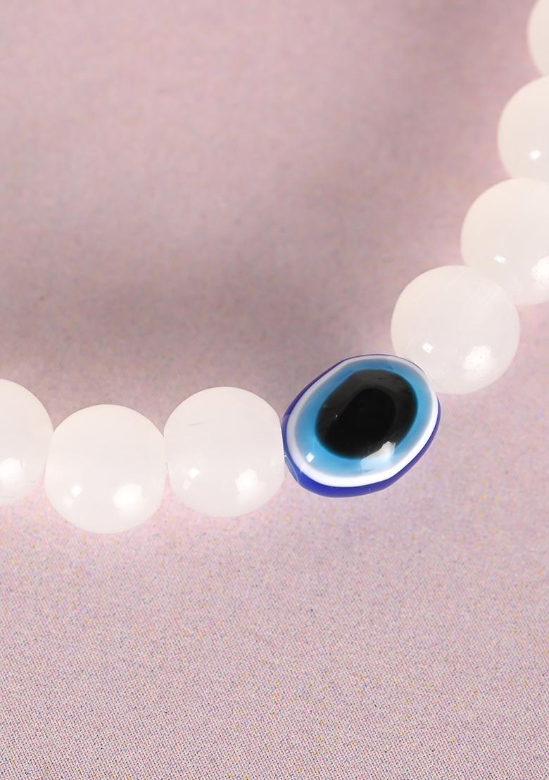 White Unisex Marbel Crystal Elasticated Bracelet