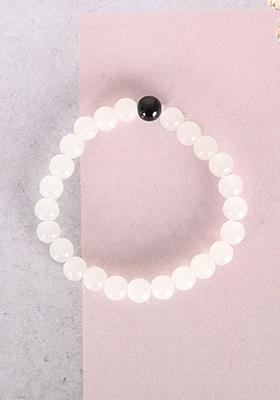 White Unisex Marbel Crystal Elasticated Bracelet