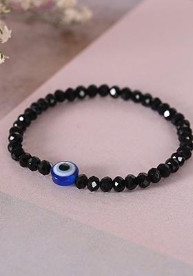Black Unisex Evil Eye Crystal Elasticated Bracelet