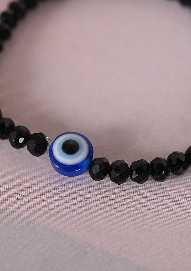 Black Unisex Evil Eye Crystal Elasticated Bracelet