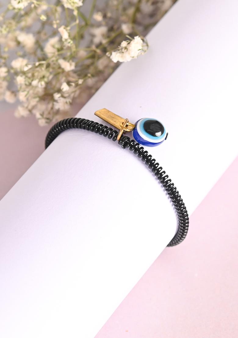 Black Unisex Evil Eye Crystal Spring Ring Braclet