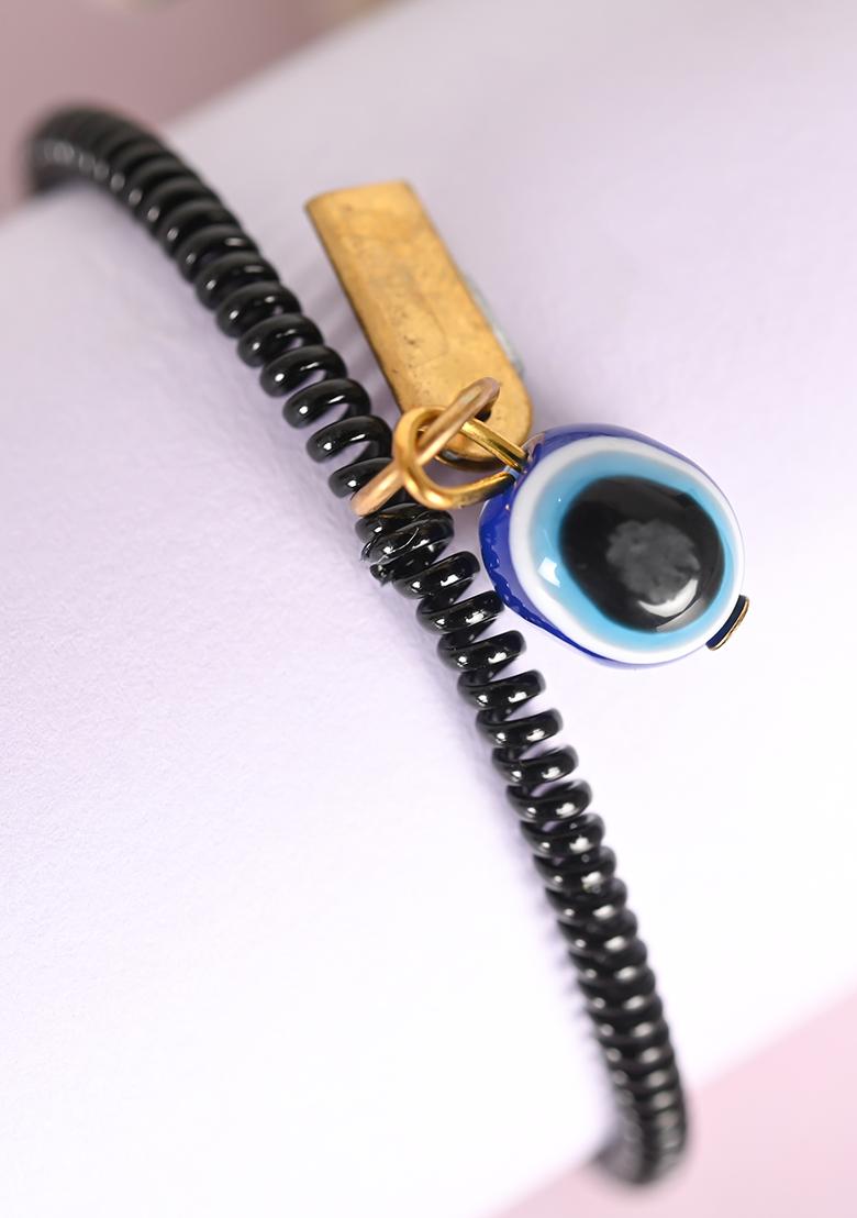 Black Unisex Evil Eye Crystal Spring Ring Braclet