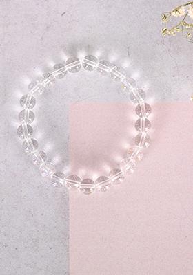 White Unisex Transparent Beaded Elasticated Bracelet