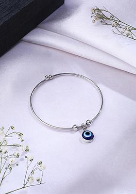 Silver Evil Eye Adjustable Bracelet