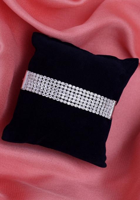 Silver Plated Rhinestone Bracelet