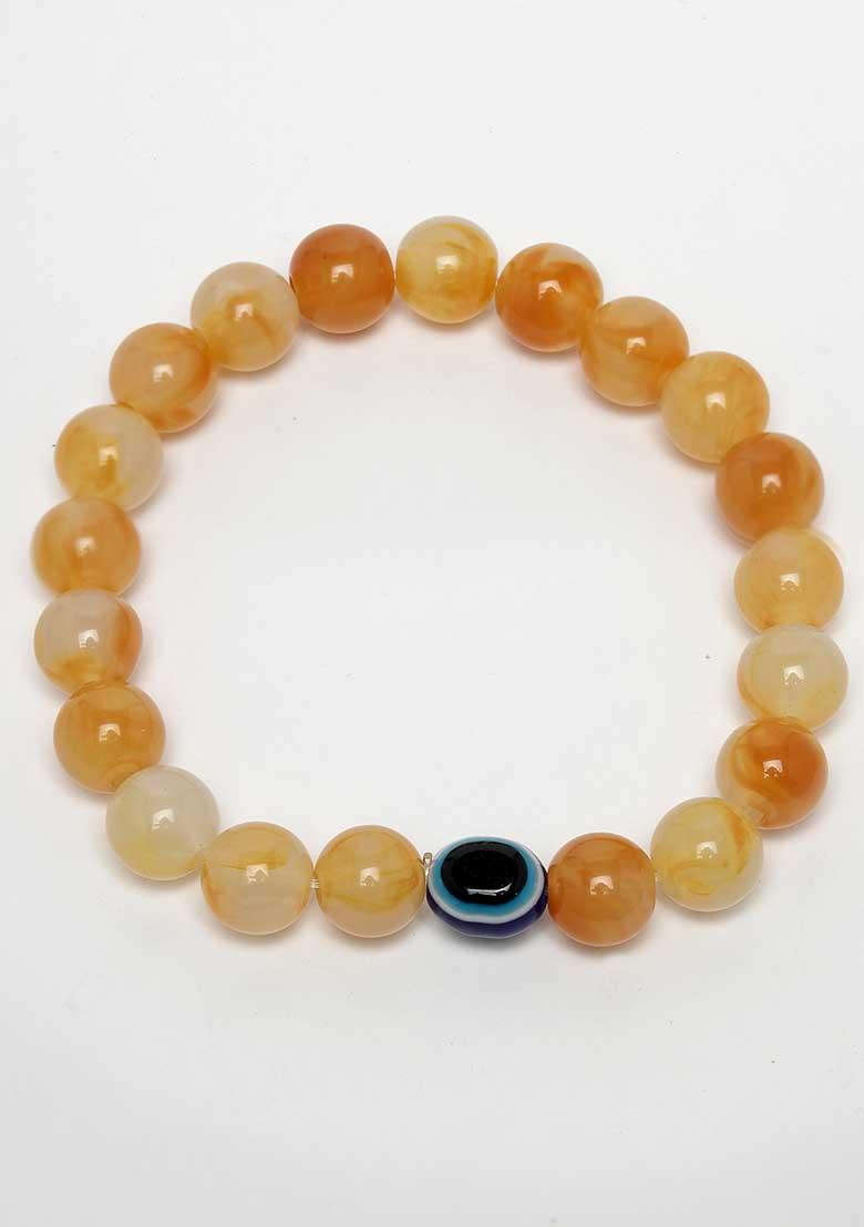 Multi Unisex Set Of 4 Artificial Beads Beaded Evil Eye Elasticated Bracelet