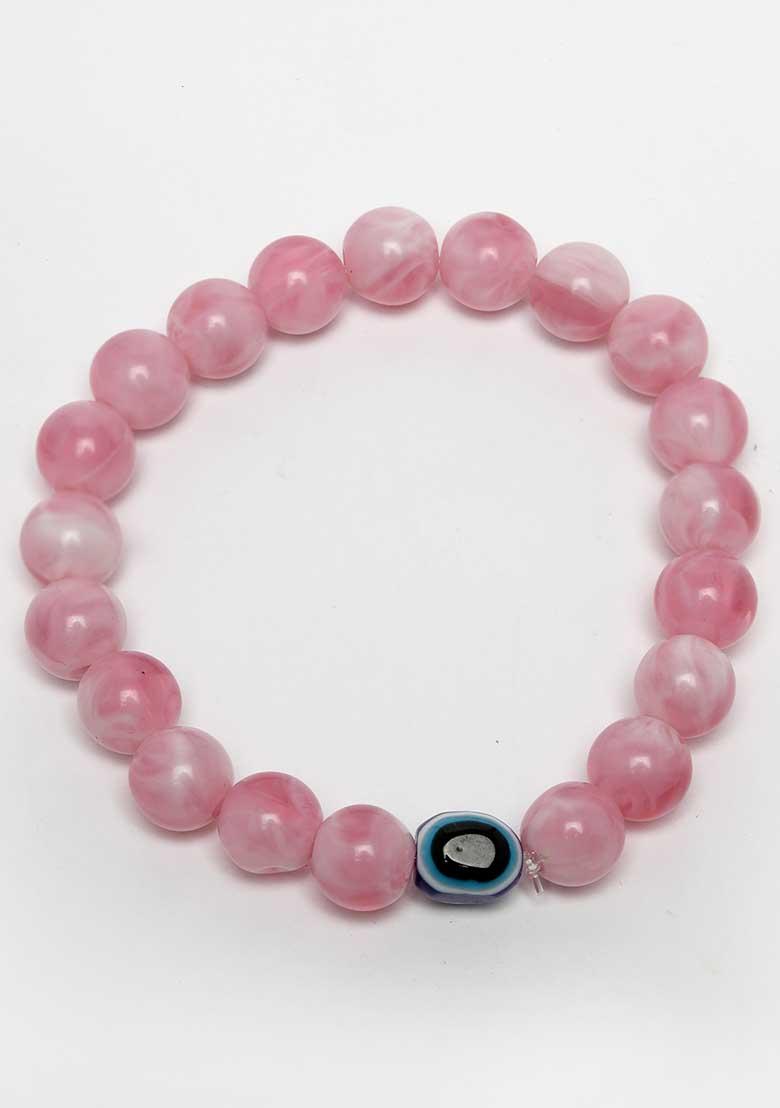 Multi Unisex Set Of 4 Artificial Beads Beaded Evil Eye Elasticated Bracelet