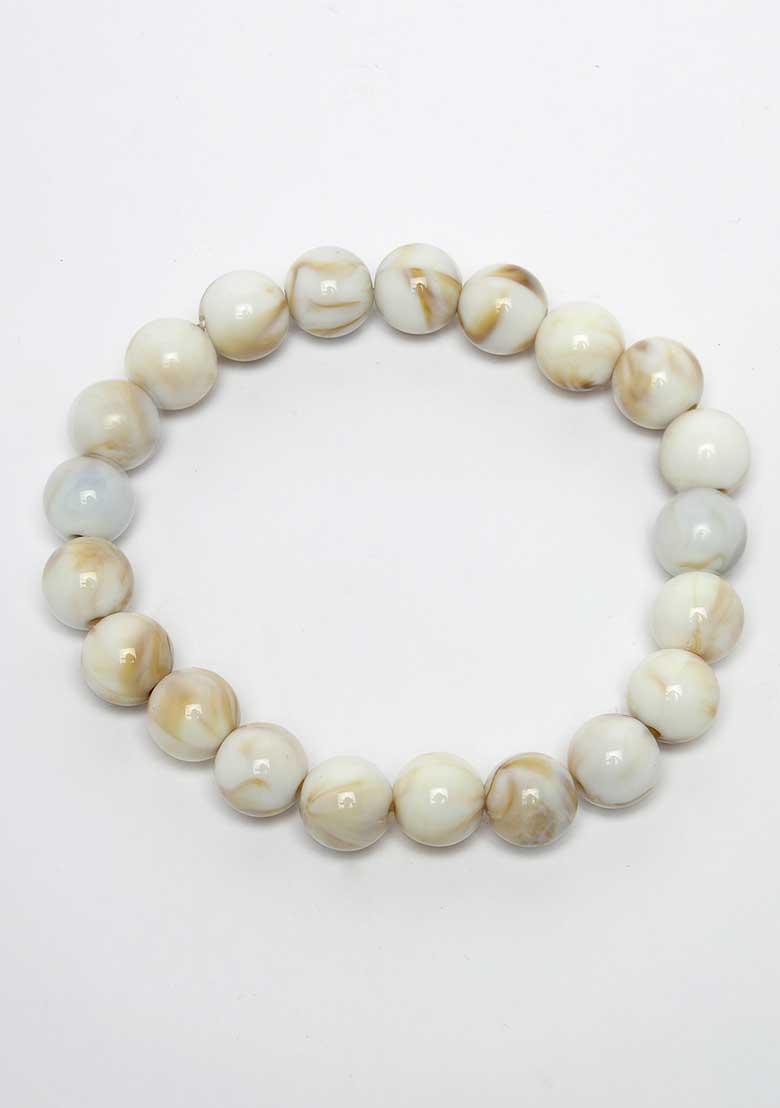 Multi Unisex Set Of 4 Artificial Beads Beaded Evil Eye Elasticated Bracelet