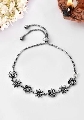 Silver Plated Floral Design Bracelet