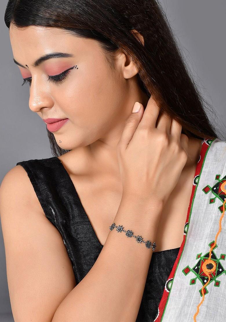 Silver Plated Floral Design Bracelet