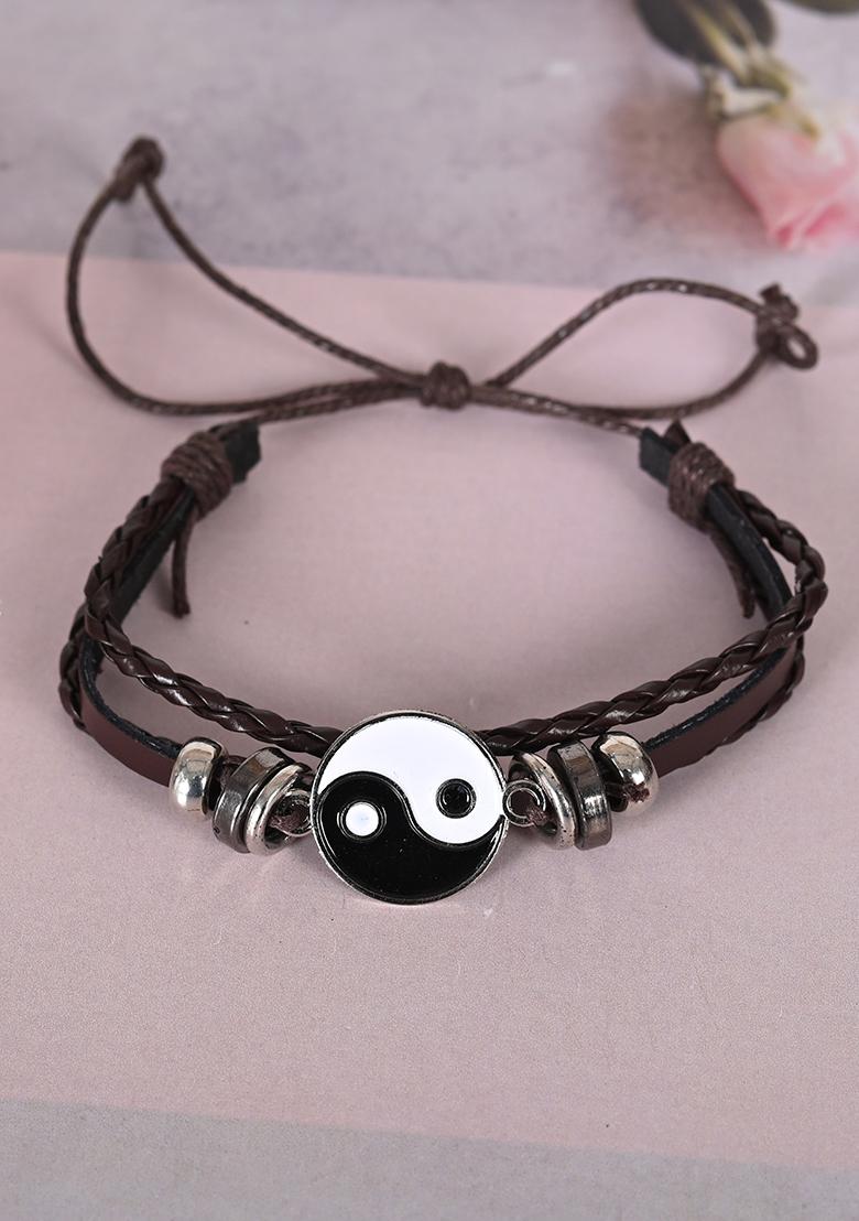 Brown Leather Wraparound Bracelet For Men