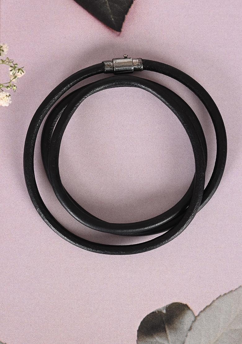 Black Wraparound Bracelet For Men
