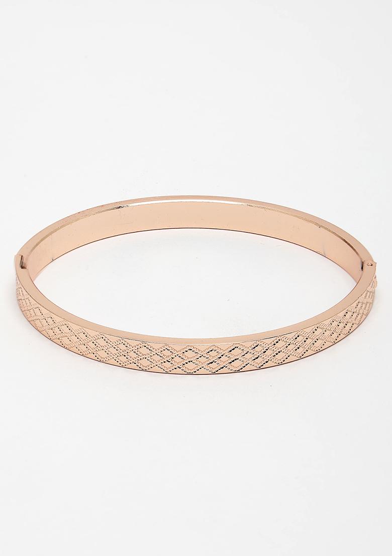 Gold Rose Gold Stainlessteel Kada Bracelet For Men