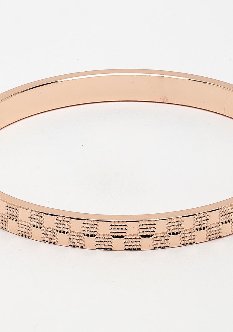 Gold Rose Gold Stainlessteel Kada Bracelet For Men