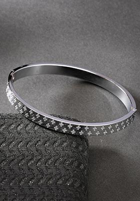 Silver Plated Stainlessteel Kada Bracelet For Men