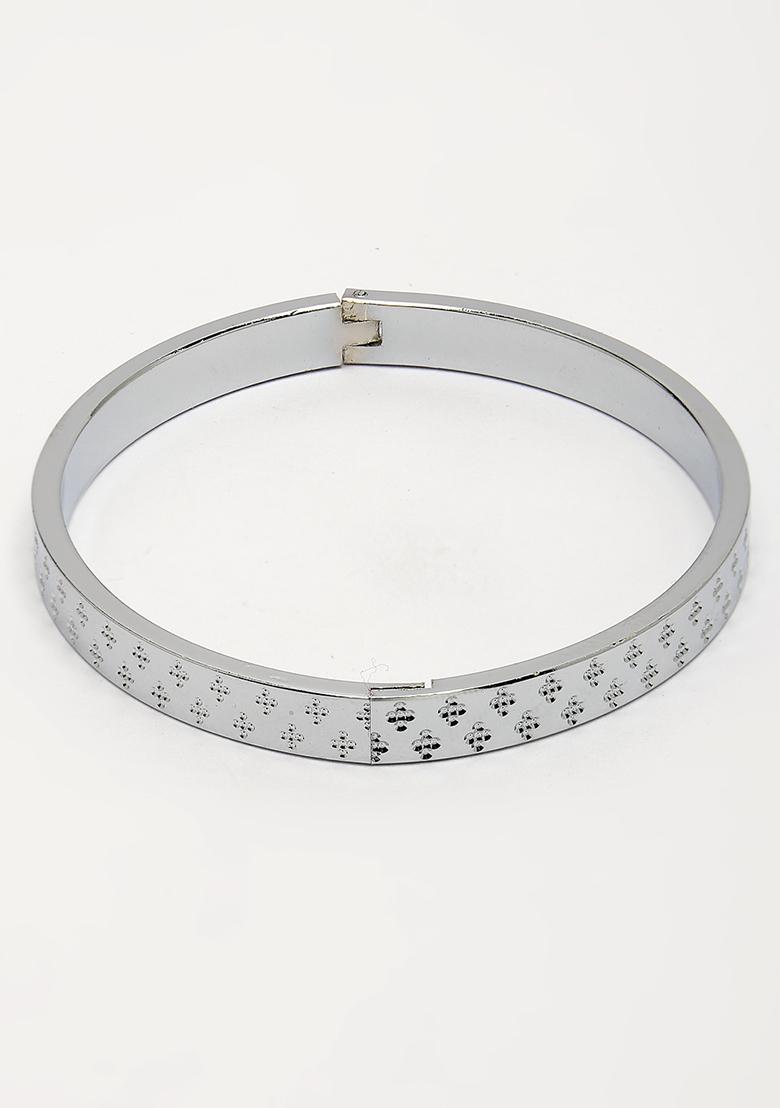 Silver Plated Stainlessteel Kada Bracelet For Men