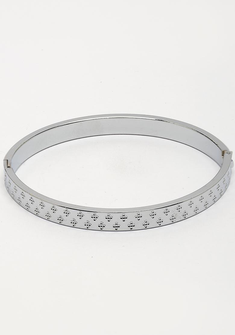 Silver Plated Stainlessteel Kada Bracelet For Men