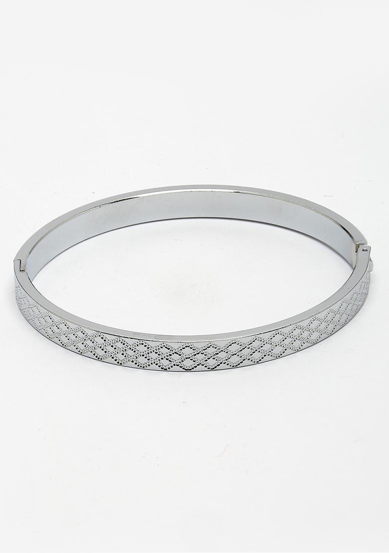 Silver Plated Stainlessteel Kada Bracelet For Men