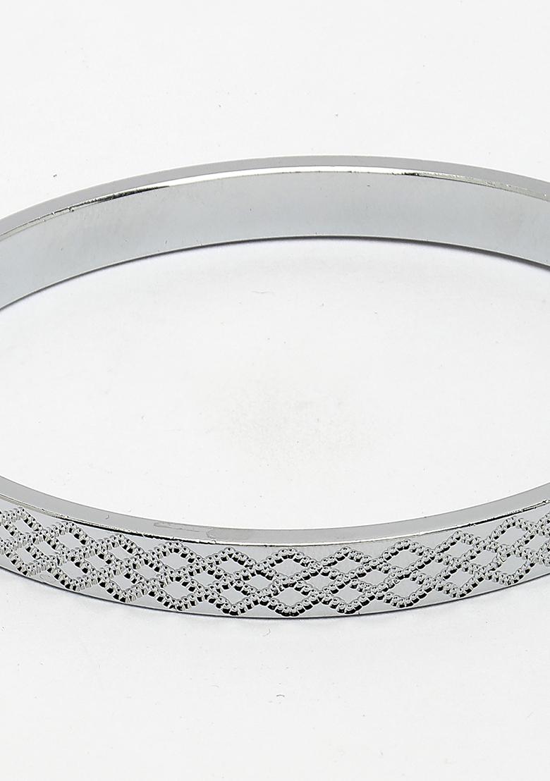 Silver Plated Stainlessteel Kada Bracelet For Men