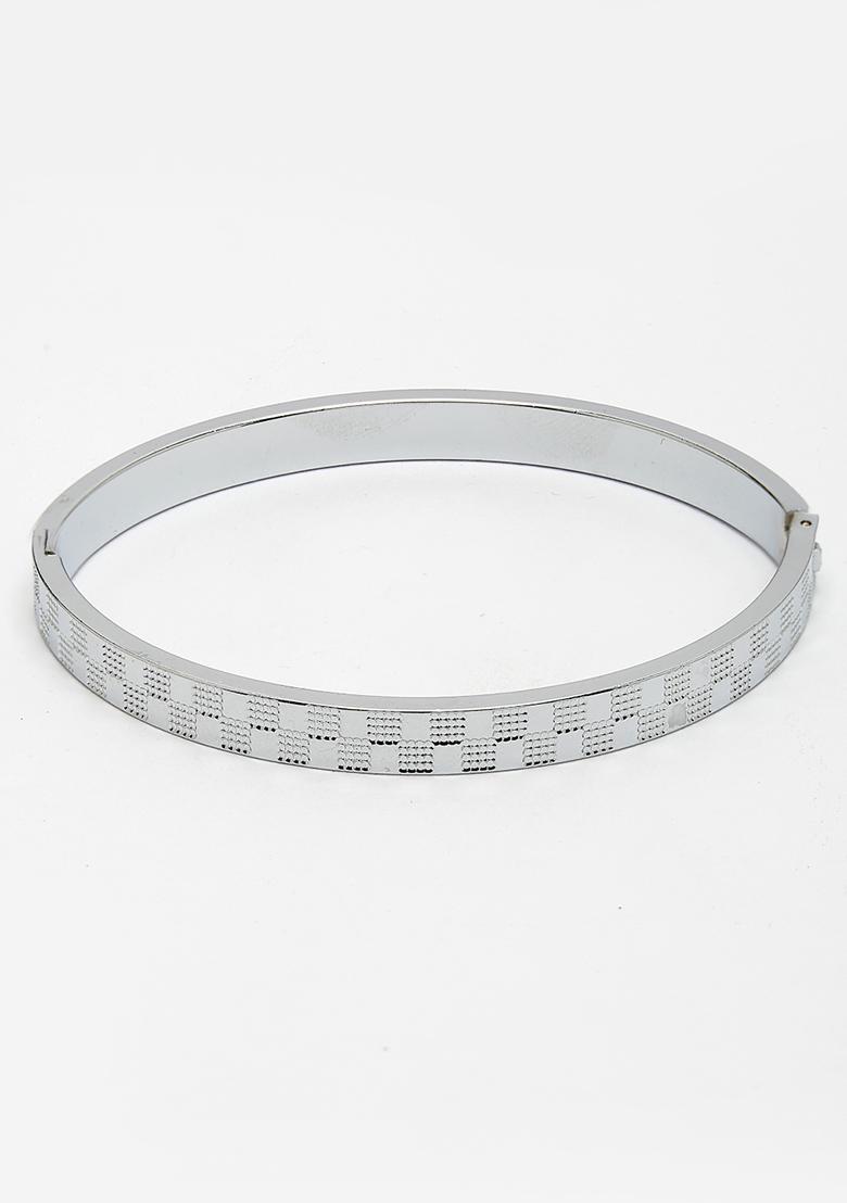 Silver Plated Stainlessteel Kada Bracelet For Men