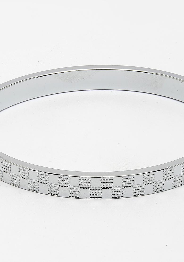 Silver Plated Stainlessteel Kada Bracelet For Men