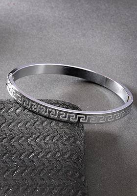 Silver Plated Stainlessteel Kada Bracelet For Men