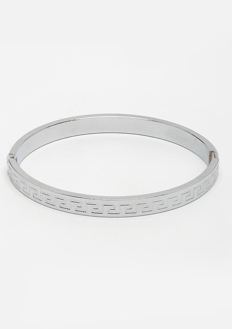 Silver Plated Stainlessteel Kada Bracelet For Men