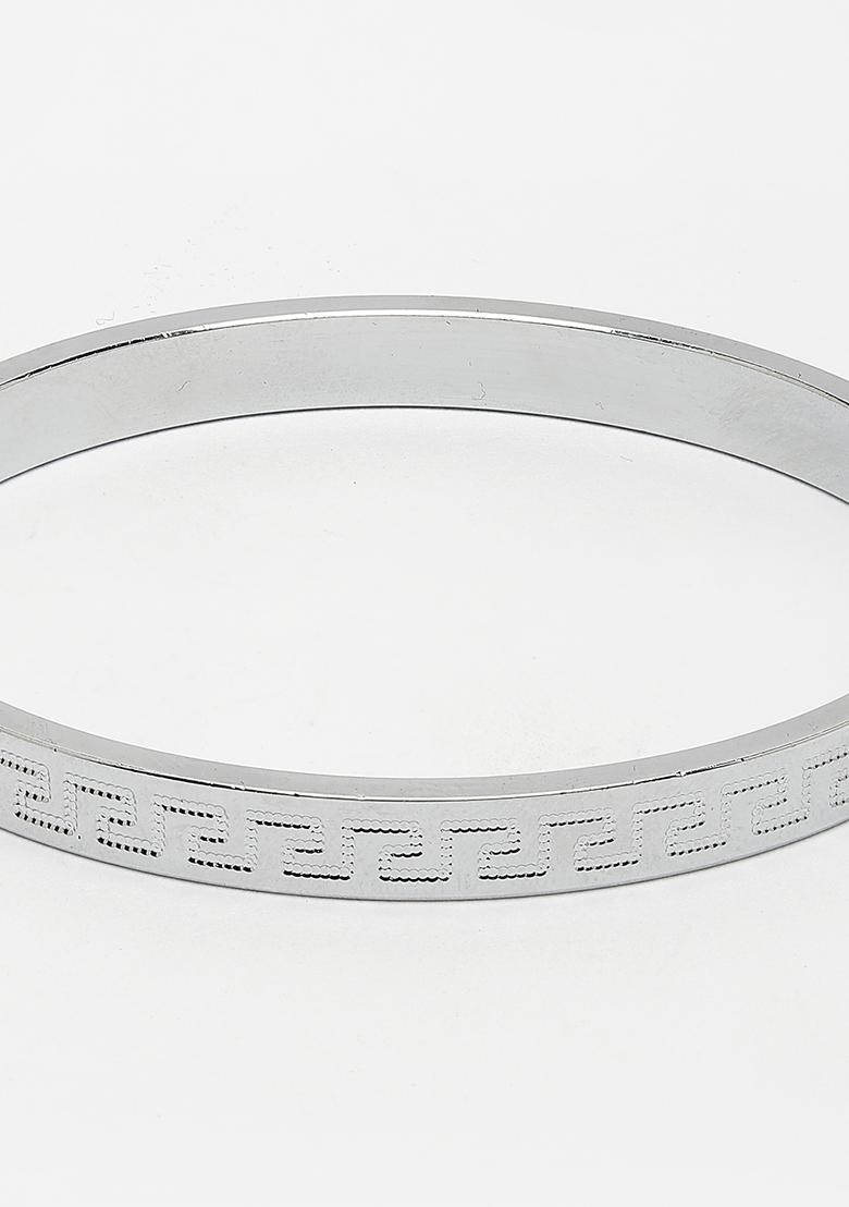 Silver Plated Stainlessteel Kada Bracelet For Men